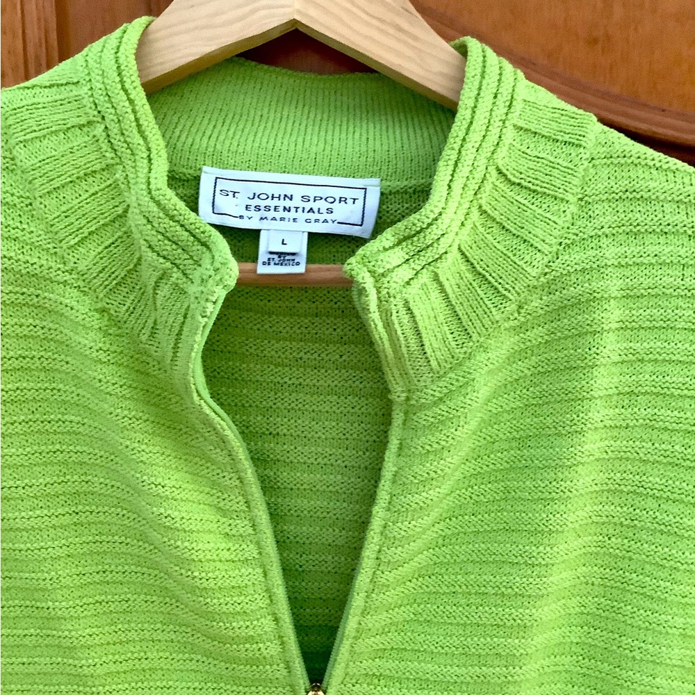 St. John Knit Green Twin Sweater Set